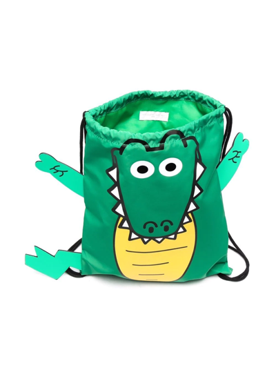 Shop Stella Mccartney Crocodile Drawstring Backpack In Green