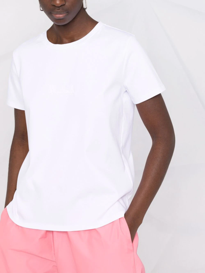 Shop Woolrich Debossed-logo T-shirt In White