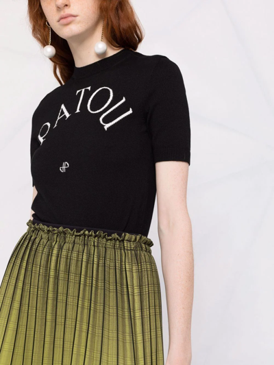 Shop Patou Logo-jacquard Knitted Top In Black