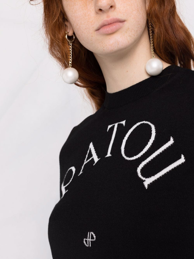 Shop Patou Logo-jacquard Knitted Top In Black