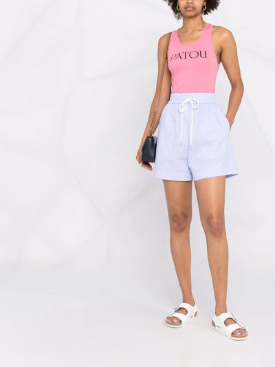 Shop Patou Logo-print Cotton Vest Top In Pink