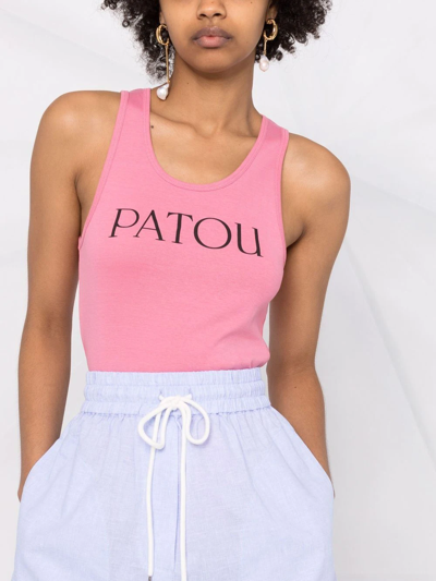 Shop Patou Logo-print Cotton Vest Top In Pink