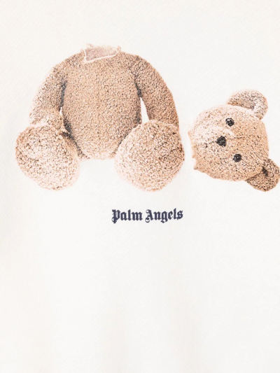 Shop Palm Angels Bear Print Cotton Sweatshirt In White