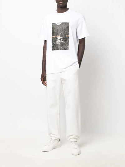 Shop Oamc Logo-patch Cotton Track Pants In White