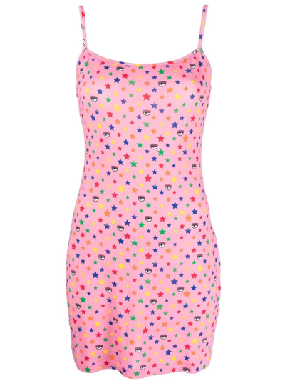 Shop Chiara Ferragni Rainbow Mini Dress In Pink