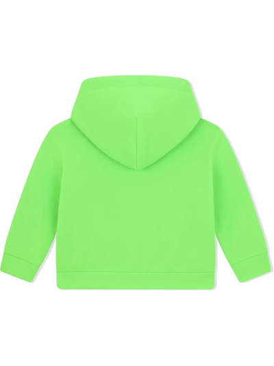 Shop Dolce & Gabbana Zip-front Logo Hoodie In Green