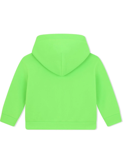 Dolce & Gabbana Zip-front Logo Hoodie In Green