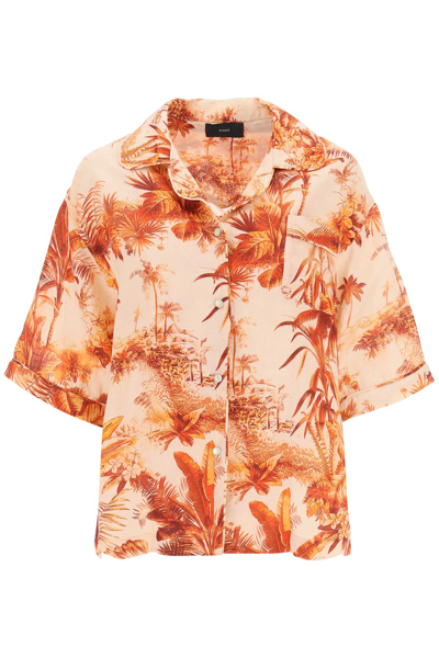 Shop Alanui Ho'okipa Toile De Jouy Shirt In Orange,beige