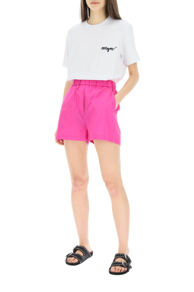 Shop Msgm Nylon Shorts In Fuchsia