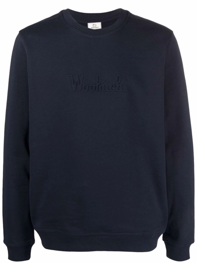 Shop Woolrich Men's Blue Cotton Sweatshirt