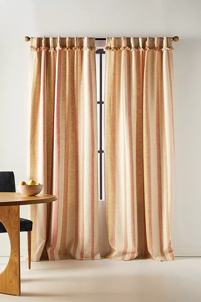 Shop Anthropologie Pieced Stripe Curtain In Orange