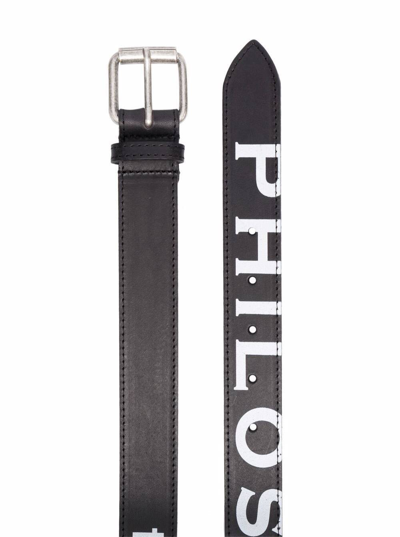 Shop Philosophy Di Lorenzo Serafini Woman's Black Leather Belt With Logo Print