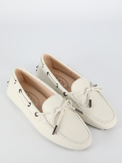 Shop Tod's White Gommino Loafers