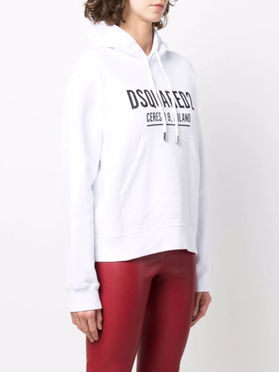 Shop Dsquared2 Logo-print Cotton Hoodie In Weiss