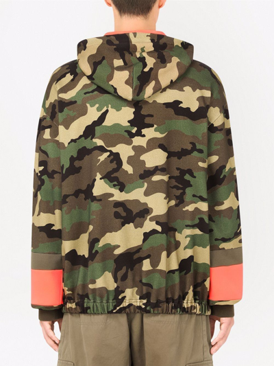 Shop Dolce & Gabbana Camouflage-print Panelled Hoodie In Braun