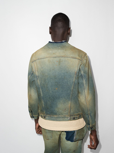 Shop Maison Margiela Raw-cut Collar Denim Jacket In Nude