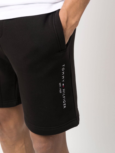 Tommy Hilfiger Drawstring-waist Cotton-blend Track Shorts In Schwarz