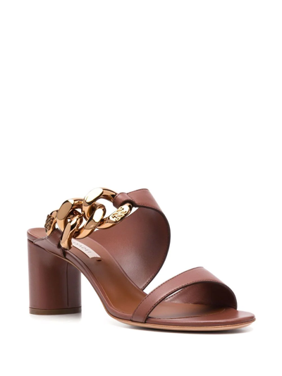 Casadei Chain-trimmed Sandals In Braun