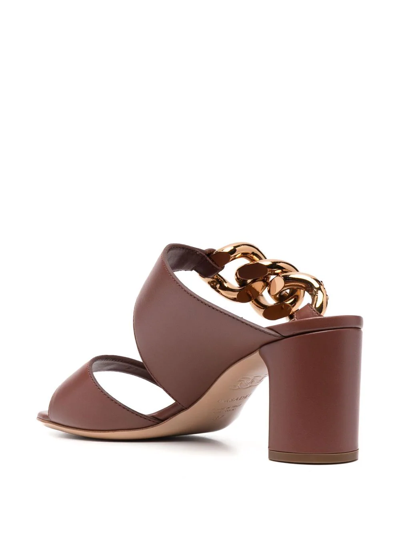 Casadei Chain-trimmed Sandals In Braun
