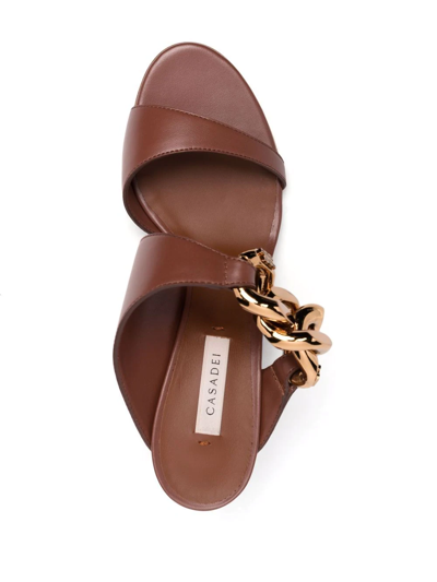 Shop Casadei Chain-trimmed Sandals In Braun