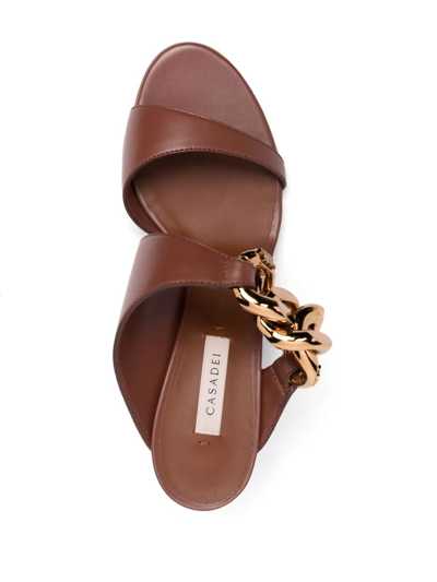 Casadei Chain-trimmed Sandals In Braun