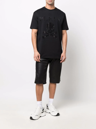 Philipp Plein Crystal-embellished T-shirt In Schwarz