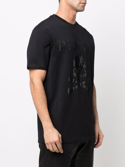 Philipp Plein Crystal-embellished T-shirt In Schwarz