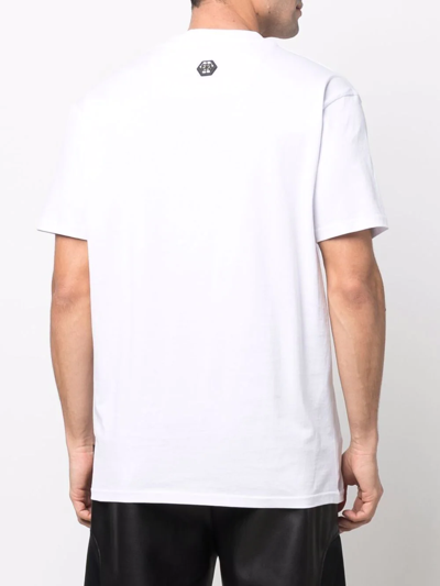 Shop Philipp Plein Skull And Logo-print T-shirt In Weiss