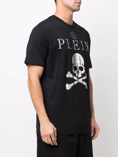 Shop Philipp Plein Crystal-embellished T-shirt In Schwarz