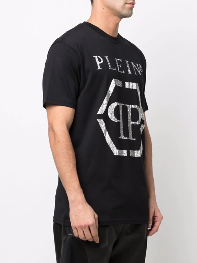Shop Philipp Plein Hexagon-logo T-shirt In Schwarz