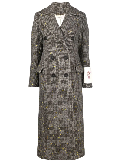 Shop Golden Goose Berhen Long Herringbone Coat In Braun