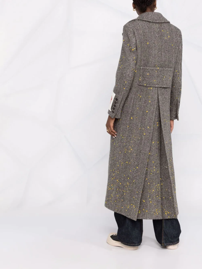 Golden Goose Herringbone Long Coat In Braun