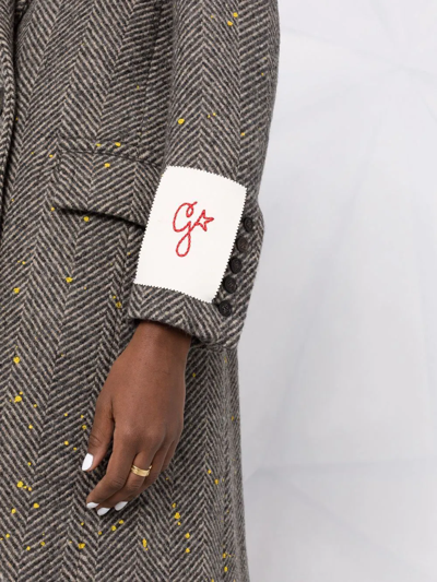 Golden Goose Herringbone Long Coat In Braun