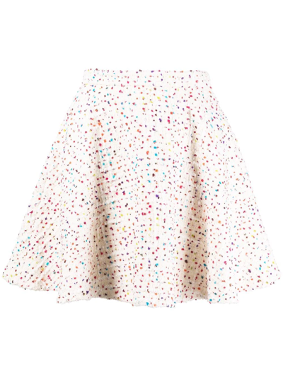 Shop Valentino A-line Tweed Skirt In Weiss