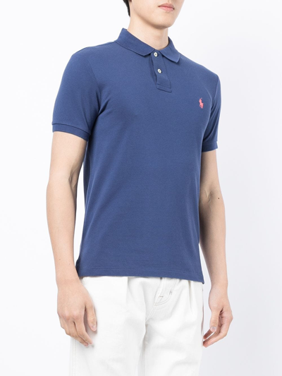 Shop Polo Ralph Lauren Polo Pony Shortsleeved Polo Shirt In Blau