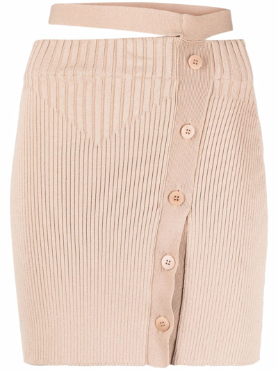Andreädamo Cut-out Button-fastening Skirt In Neutro | ModeSens