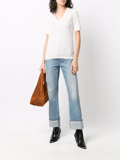 Liska Round-neck Knitted Top In Weiss