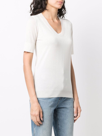 Liska Round-neck Knitted Top In Weiss