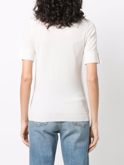 Liska Round-neck Knitted Top In Weiss