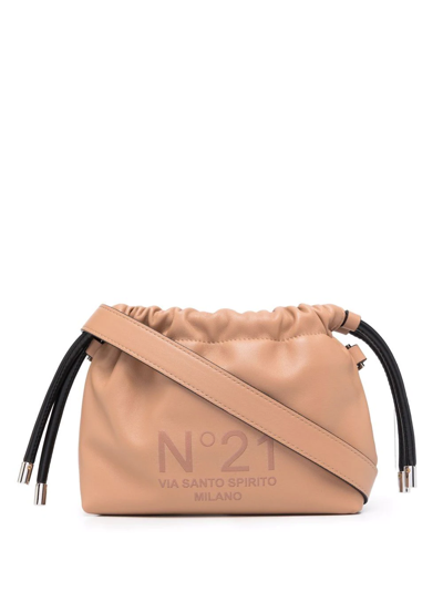 Shop N°21 Logo-print Leather Crossbody Bag In Nude