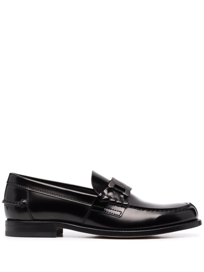 Shop Tod's Chain-link Detail Loafers In Black