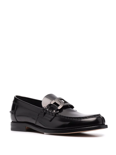 Shop Tod's Chain-link Detail Loafers In Black