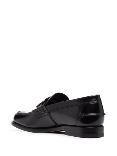 Tod's Polished Block Heel Loafers With Penny Slot In Black