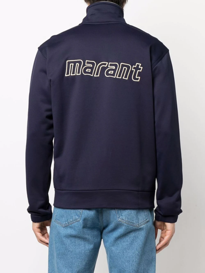 Shop Isabel Marant Logo Print Zip-up Jacket In Blau