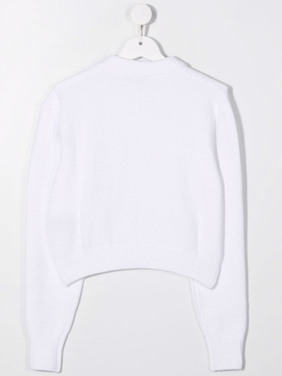 Shop Balmain Teen Purl-knit Buttoned Jumper In Weiss