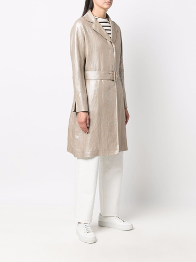 Herno Belted Single-breasted Coat In Nude