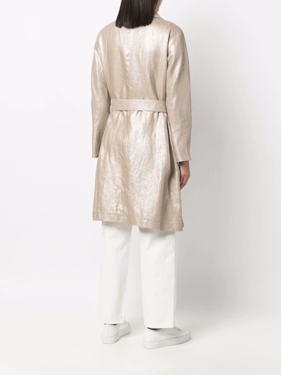 Herno Belted Single-breasted Coat In Nude
