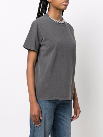 Shop Golden Goose Crystal-embellished Shortsleeved T-shirt In Grau
