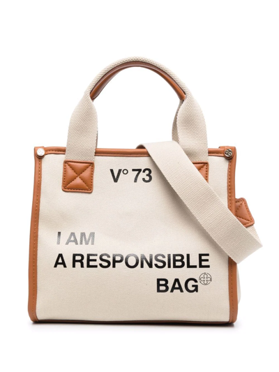 Shop V-73 Responsability Tote Bag In Nude