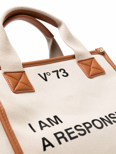 Shop V-73 Responsability Tote Bag In Nude